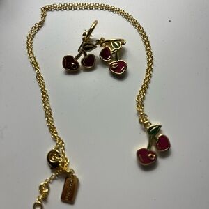 Coach cherry necklace and earrings NWOT